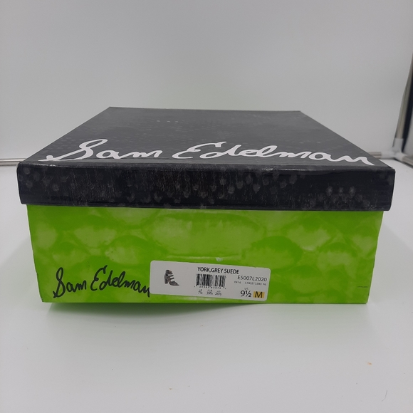 NWB Sam Edelman York Grey Suede Leather Studded Caged Open Toe Heels 9.5 - Picture 10 of 11